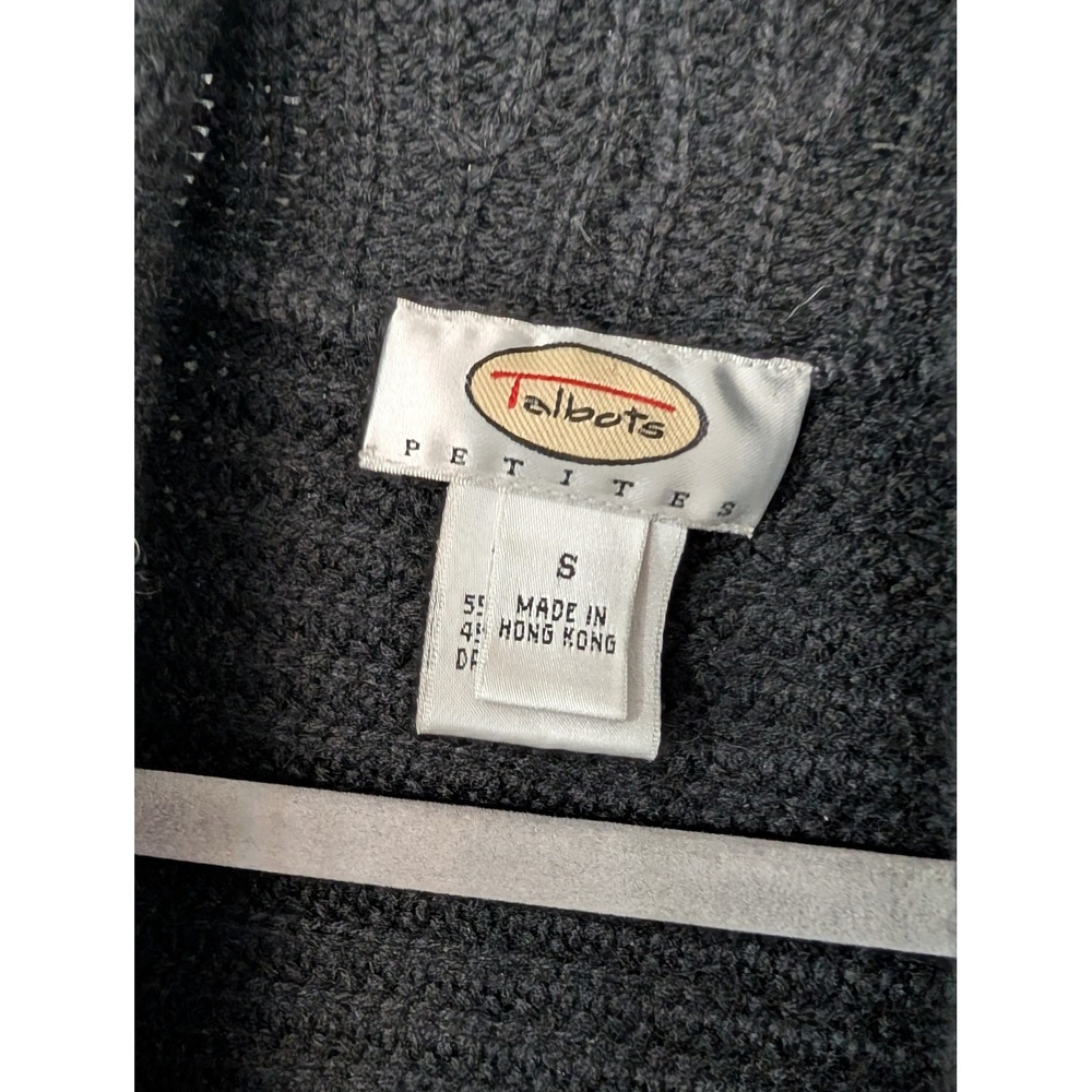 Talbots Petites Cashmere Silk Shawl Collar Cardigan Sweater Knit Small Black - Picture 3 of 5